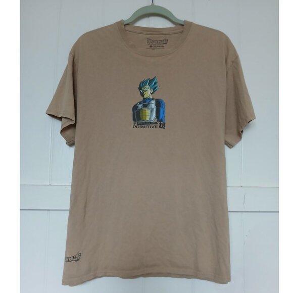 Dragonball Z × Primitive Vegeta Graphic T Shirt Mens L Cotton Beige Short Sleeve - Picture 1 of 9